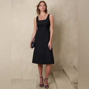 NWT BANANA REPUBLIC Seamed Poplin Midi Dress, 6